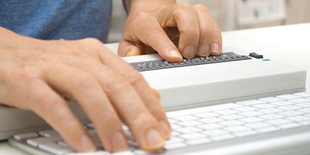 computer with braille display, keyboard